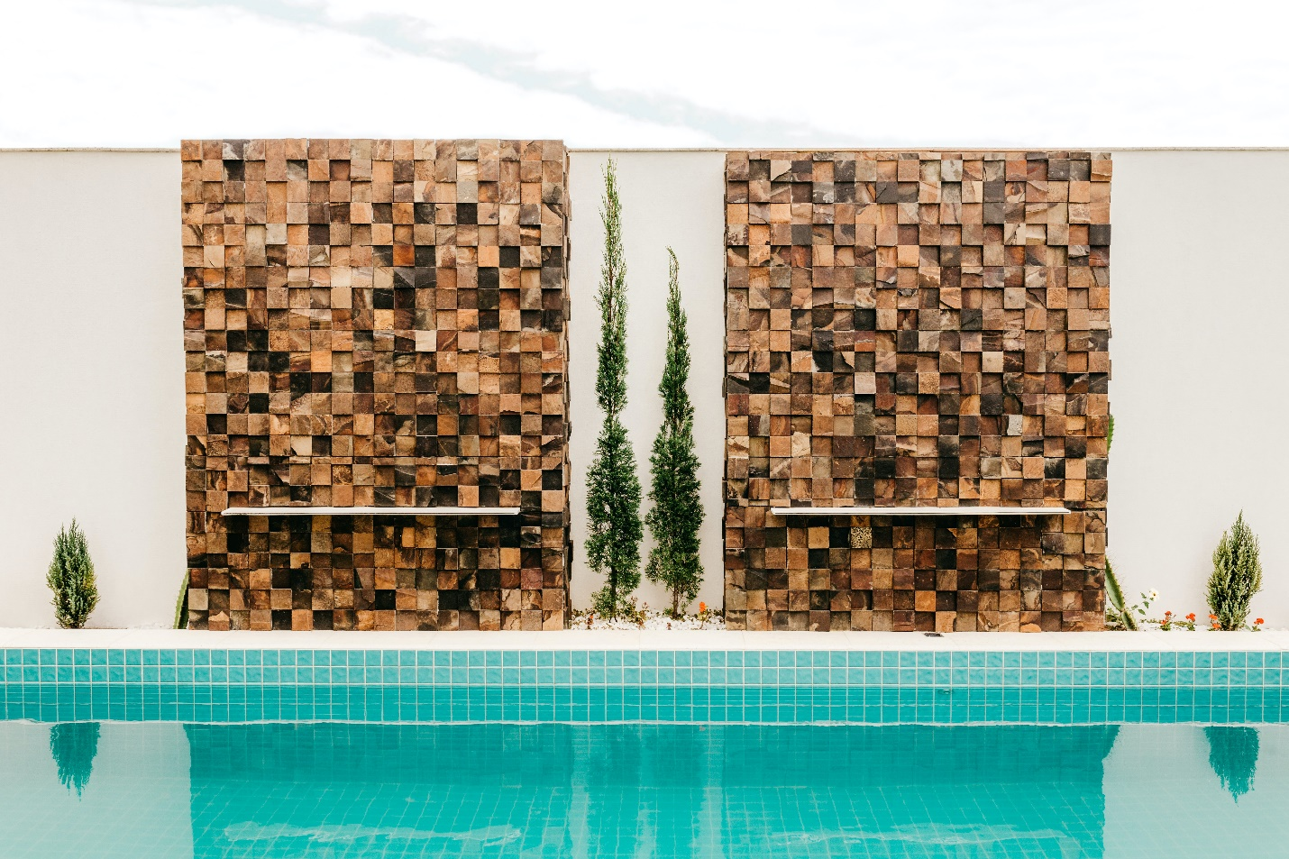 swimming pool with walls for privacy