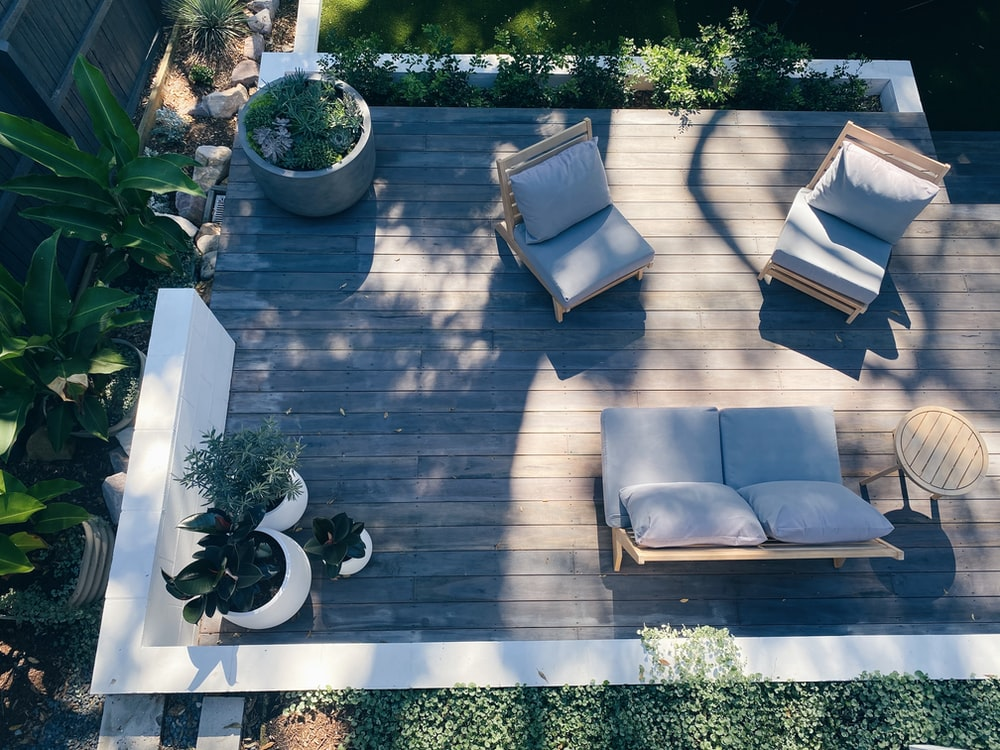 Comfortable lounging setup in a patio