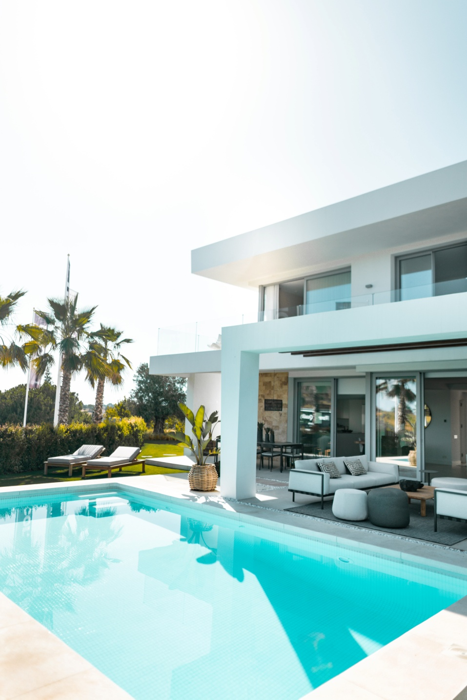 A house with a geometric pool