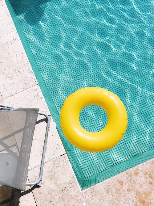A swimming pool with a float lying in it