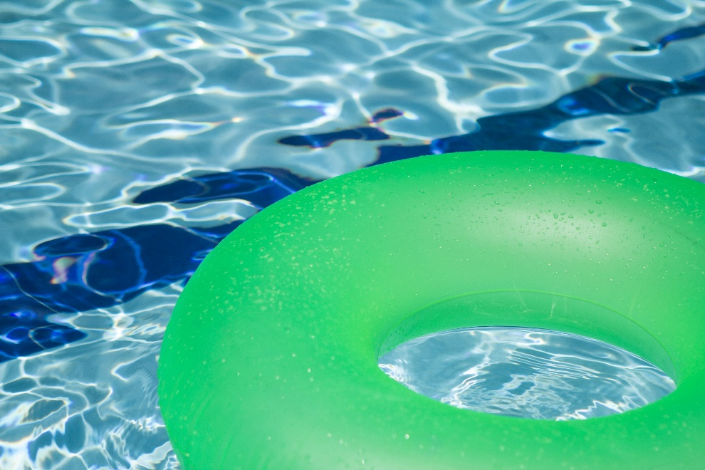 An inflatable floatie in a pool